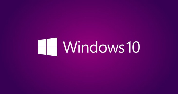 Логотип Windows 10 на фиолетовом фоне