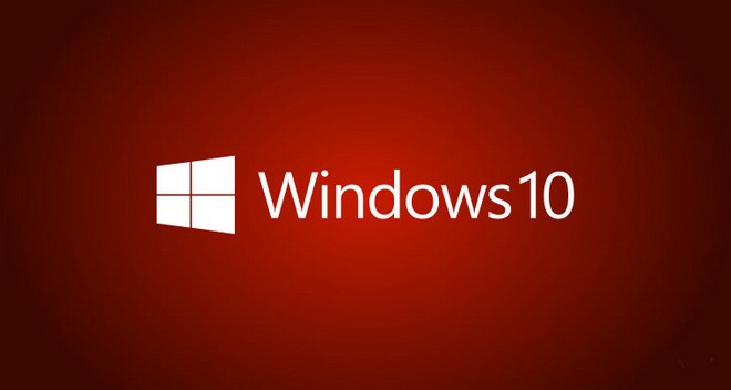 Логотип Windows 10 на тёмно красном фоне