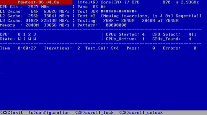 Проверка памяти утилитой MemTest86