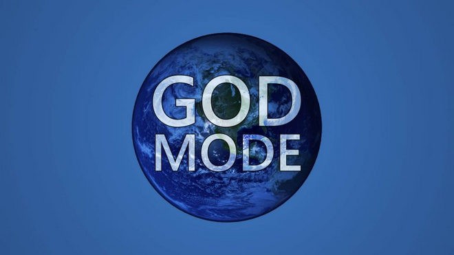 Название God Mode на фое земного шара