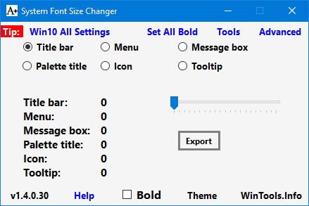 Программа System Font Size Changer