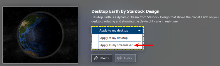 Выбор обоев для экрана блокировки DeskScapes